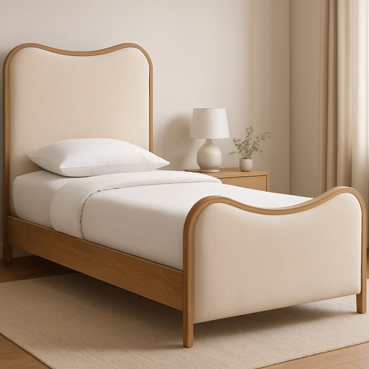 Arvada Cream Vegan Leather Upholstered Bed