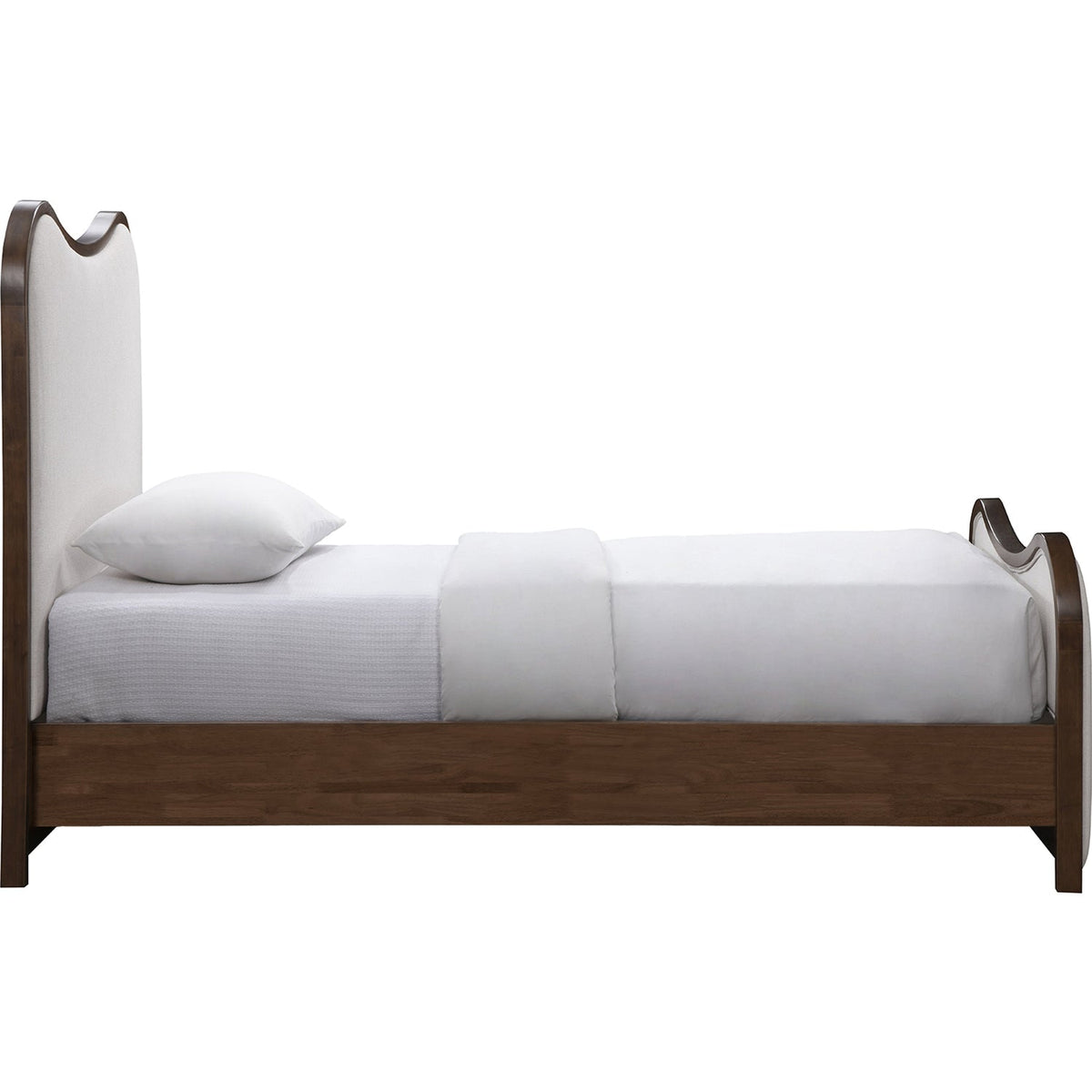 Arvada Beige Linen Textured Fabric Upholstered Bed