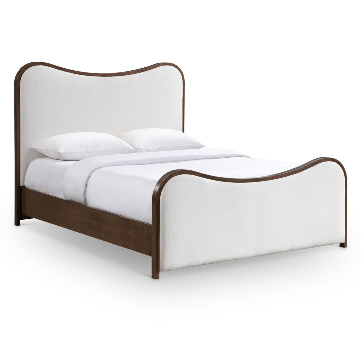 Arvada Cream Linen Textured Fabric Upholstered Bed