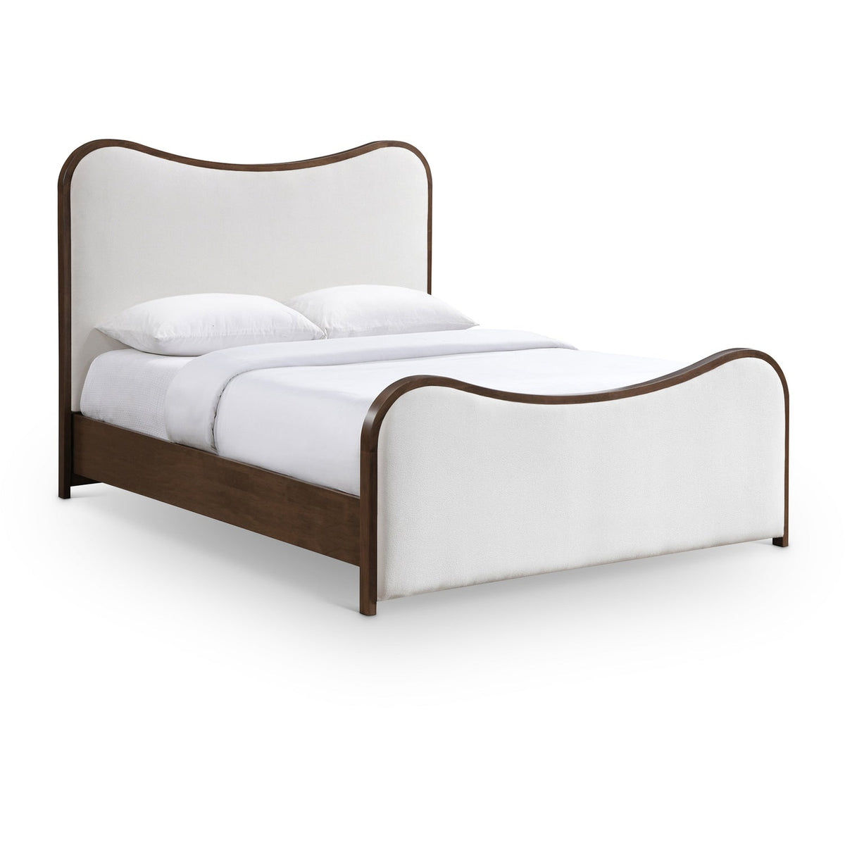 Arvada Cream Linen Textured Fabric Upholstered Bed