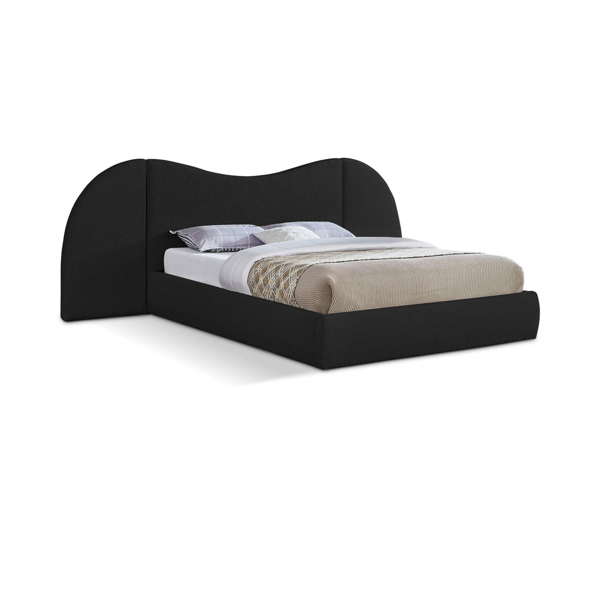 Everest Black Boucle Fabric Upholstered Bed
