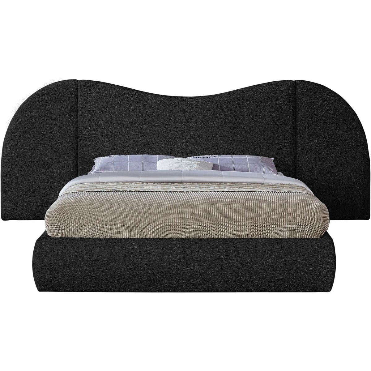 Everest Black Boucle Fabric Upholstered Bed