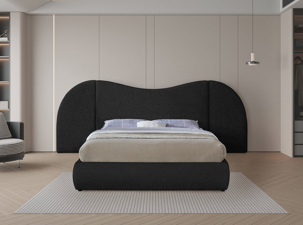 Everest Black Boucle Fabric Upholstered Bed