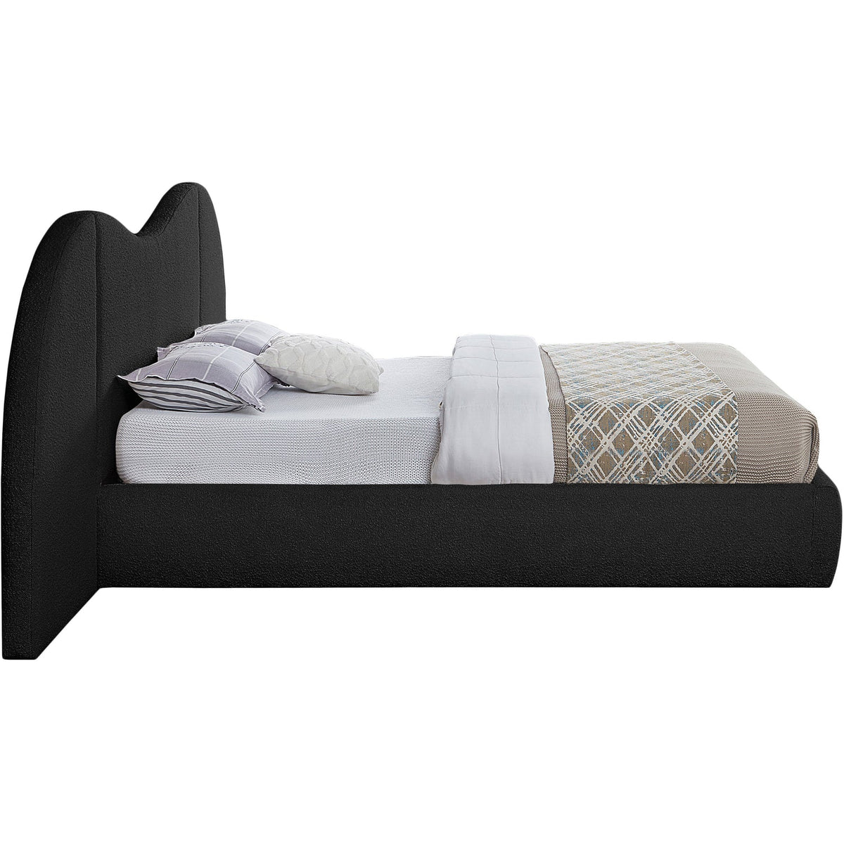 Everest Black Boucle Fabric Upholstered Bed