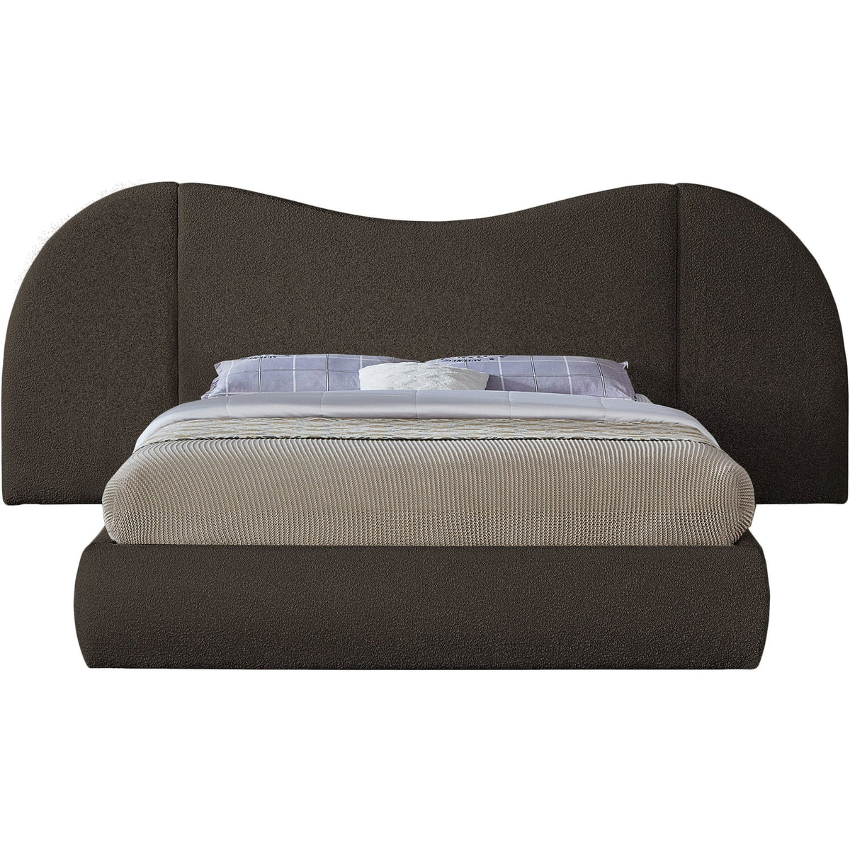 Everest Brown Boucle Fabric Upholstered Bed