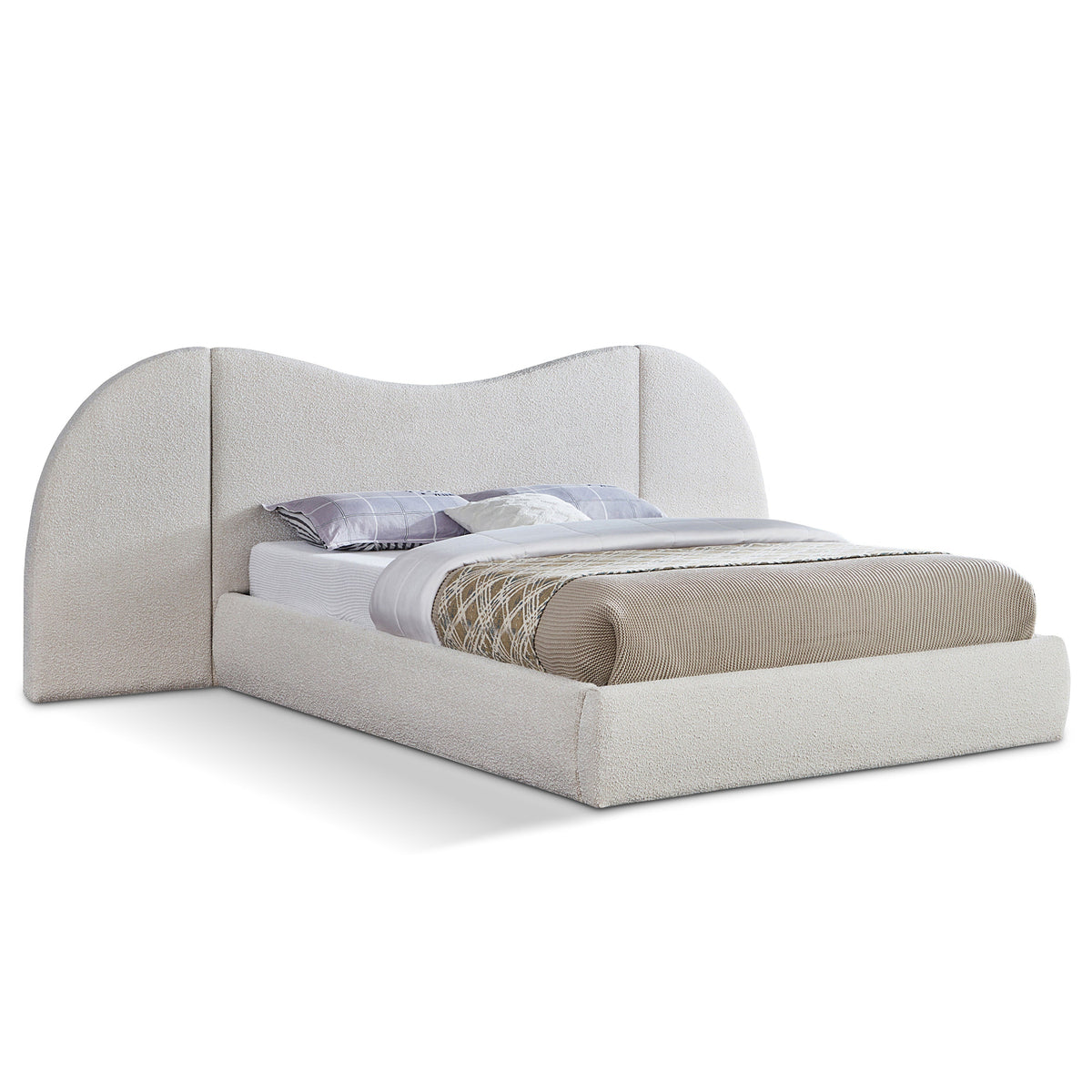 Everest Cream Boucle Fabric Upholstered Bed in Cream Boucle Fabric, primary product view