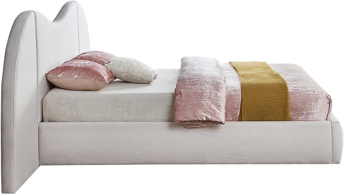 Everest Cream Linen Textured Fabric Upholstered Bed