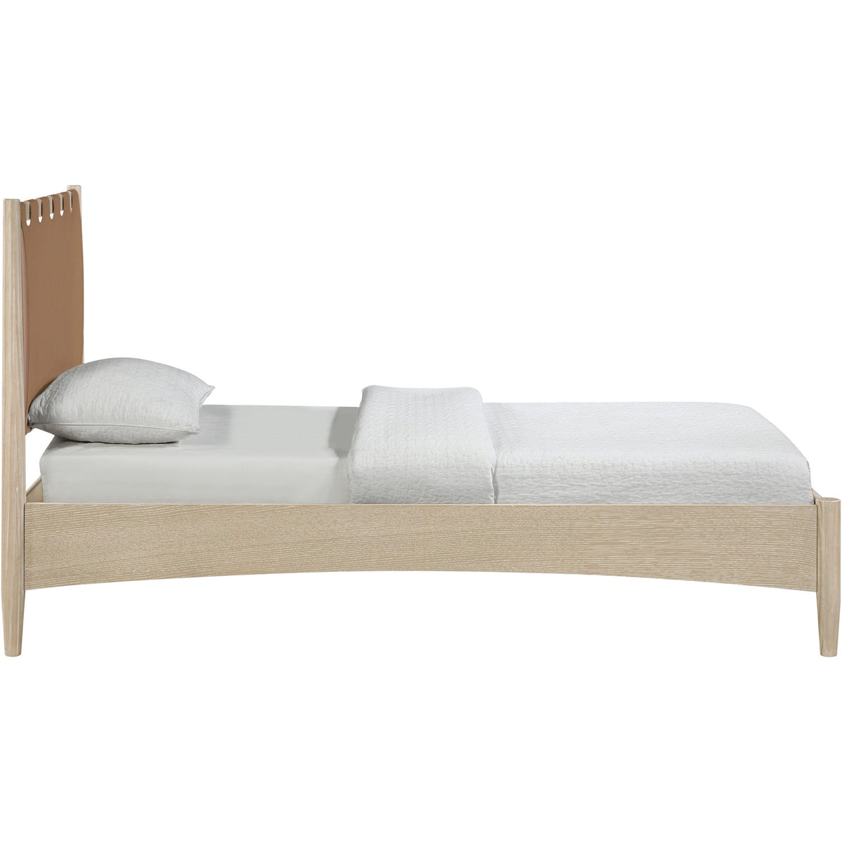 Santos Brown Vegan Leather Headboard And Wood Bed
