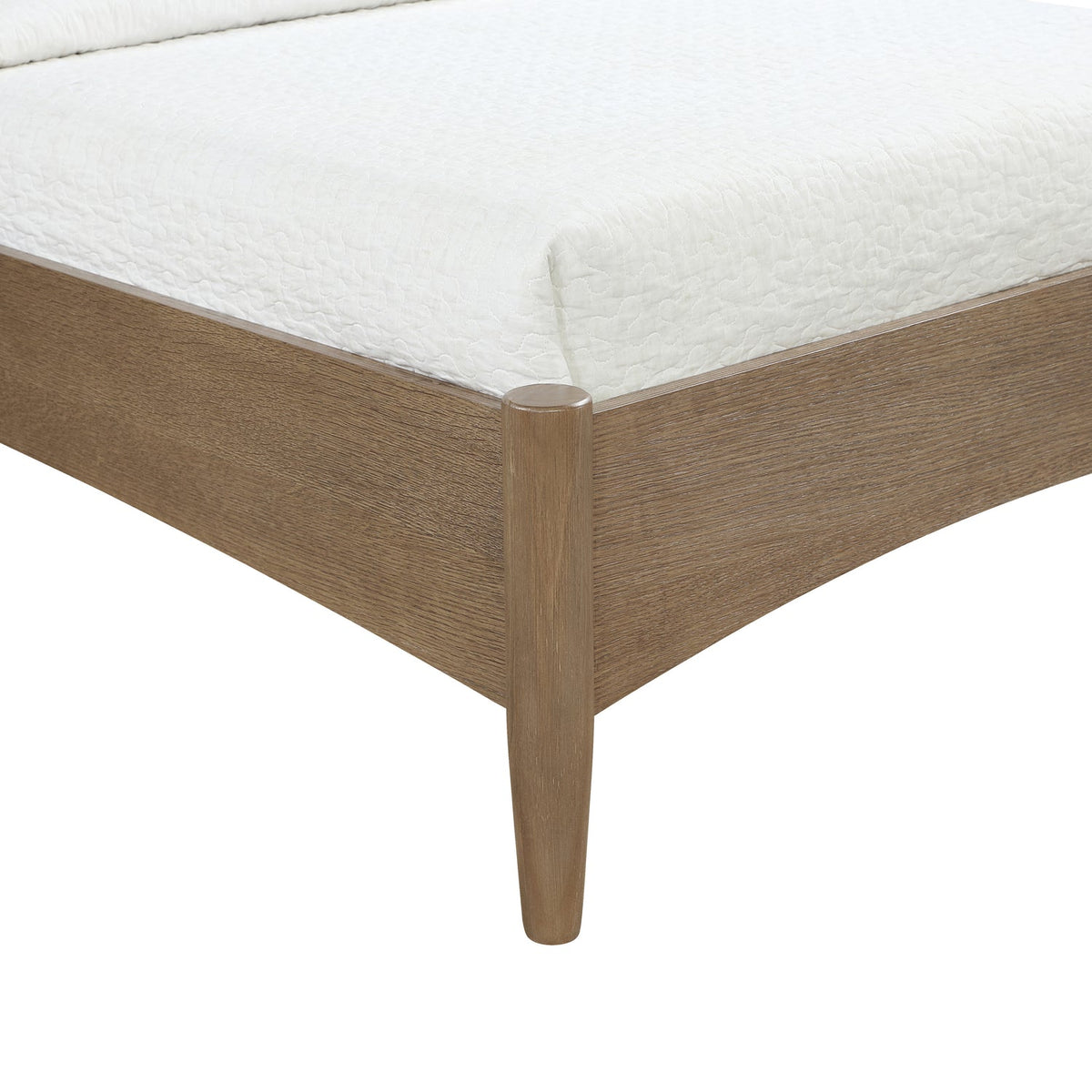 Santos Brown Vegan Leather Headboard And Wood Bed