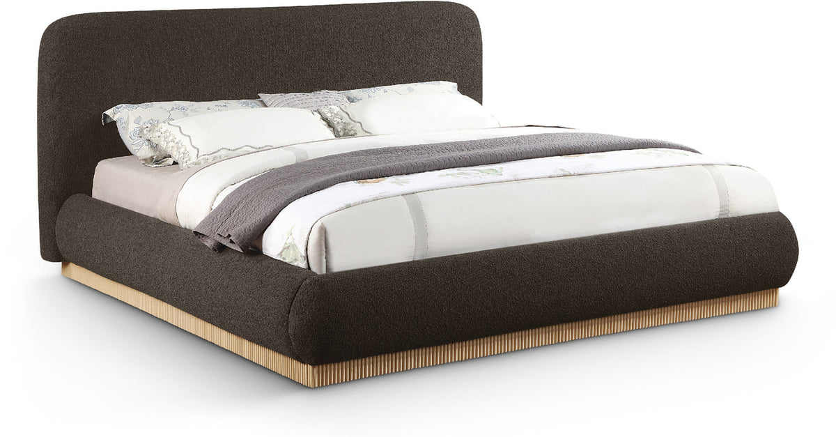 Rigby Brown Boucle Fabric Upholstered Bed