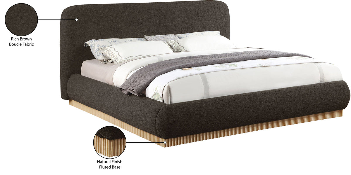 Rigby Brown Boucle Fabric Upholstered Bed