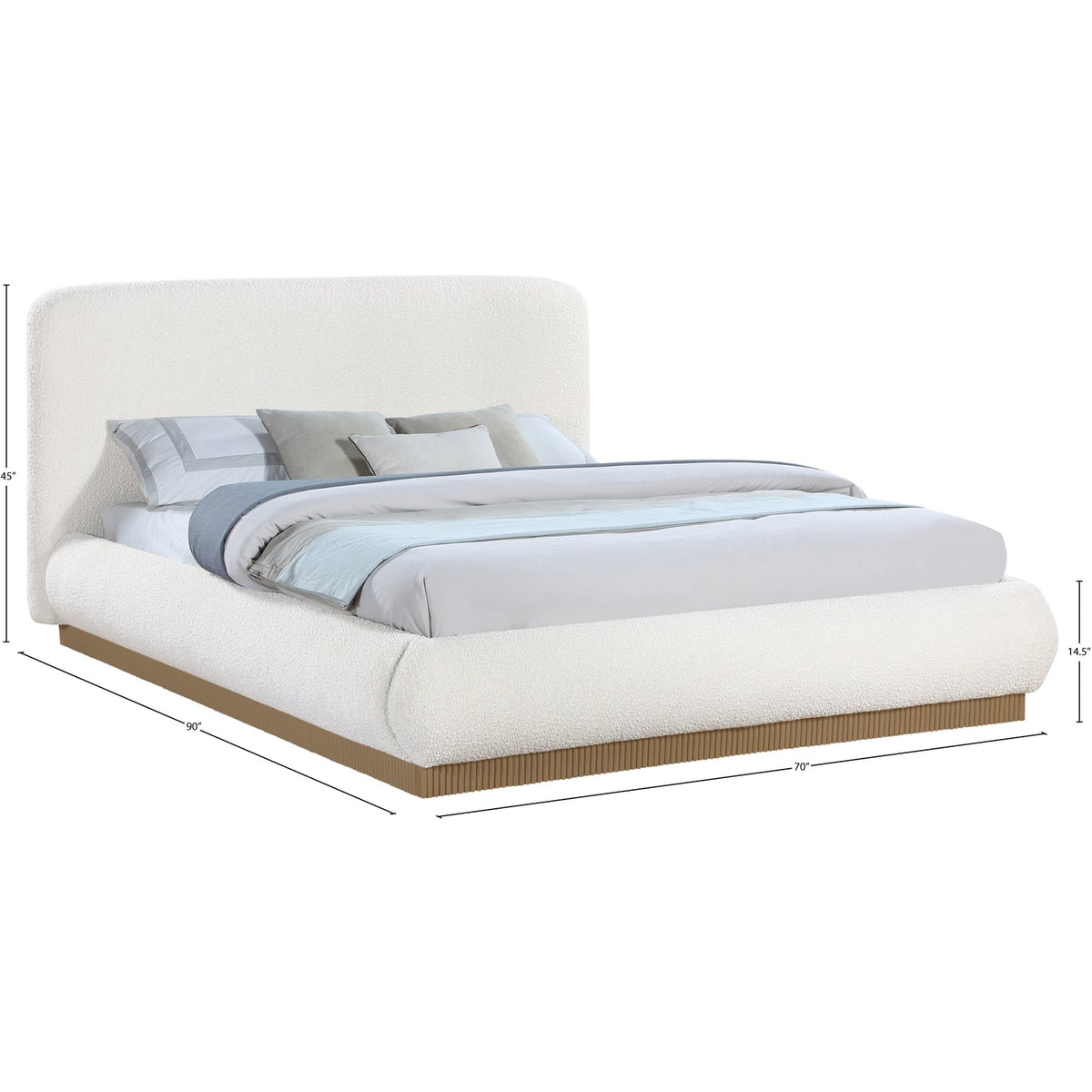 Rigby Cream Boucle Fabric Upholstered Bed