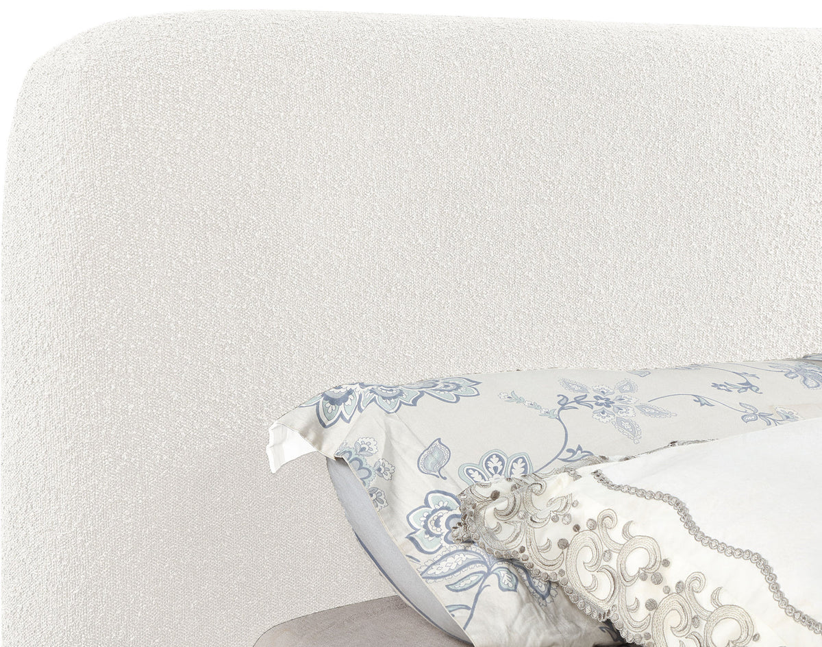 Rigby Cream Boucle Fabric Upholstered Bed