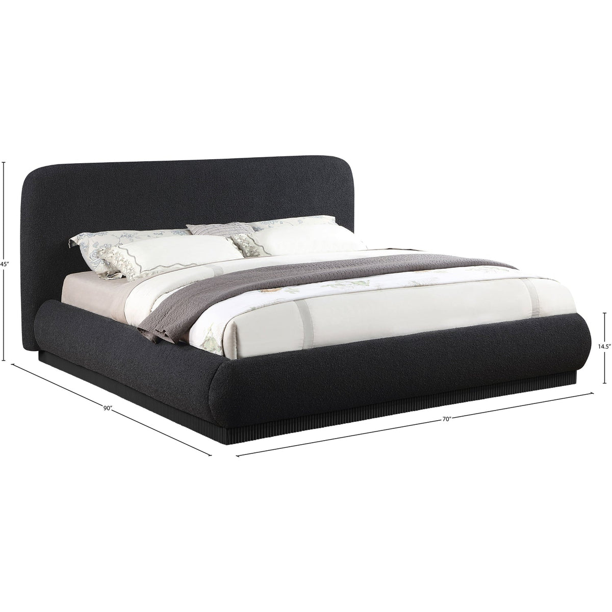 Rigby Black Boucle Fabric Upholstered Bed
