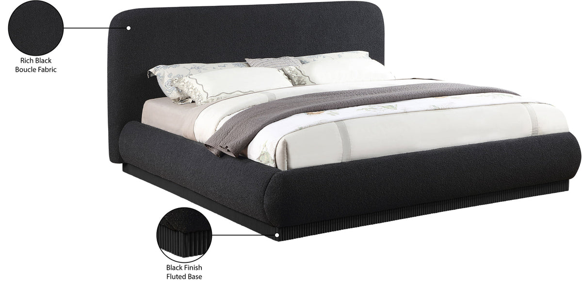 Rigby Black Boucle Fabric Upholstered Bed
