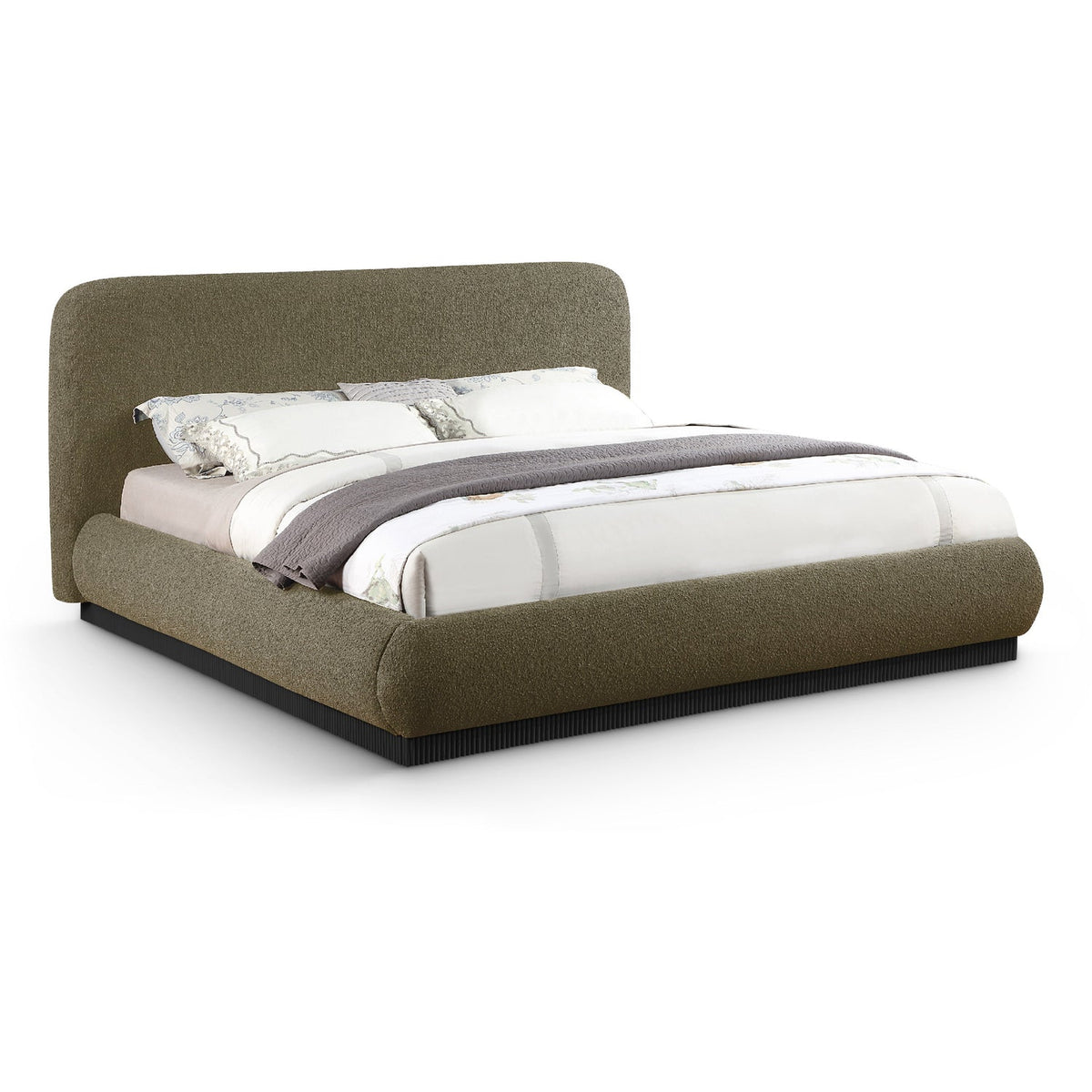 Rigby Olive Boucle Fabric Upholstered Bed