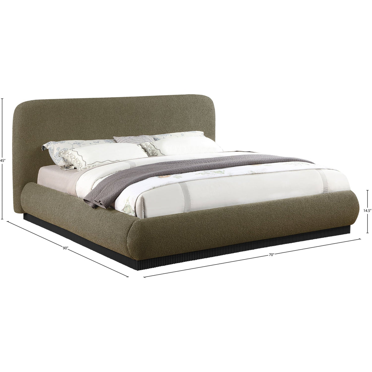 Rigby Olive Boucle Fabric Upholstered Bed