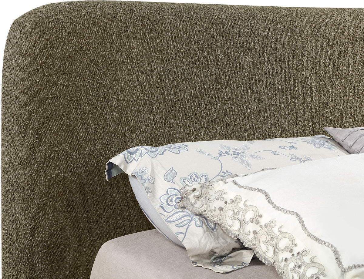 Rigby Olive Boucle Fabric Upholstered Bed