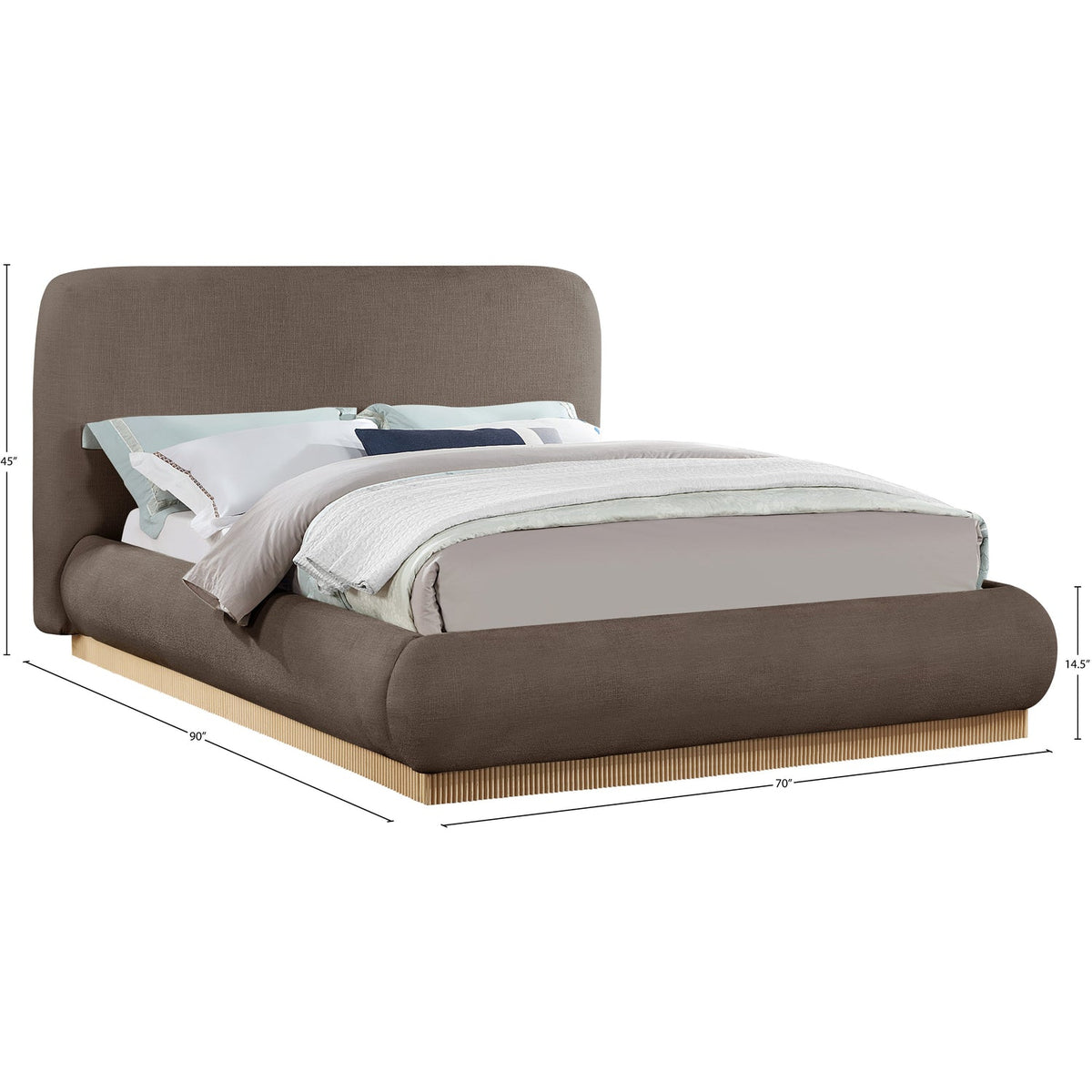 Rigby Brown Linen Textured Fabric Upholstered Bed