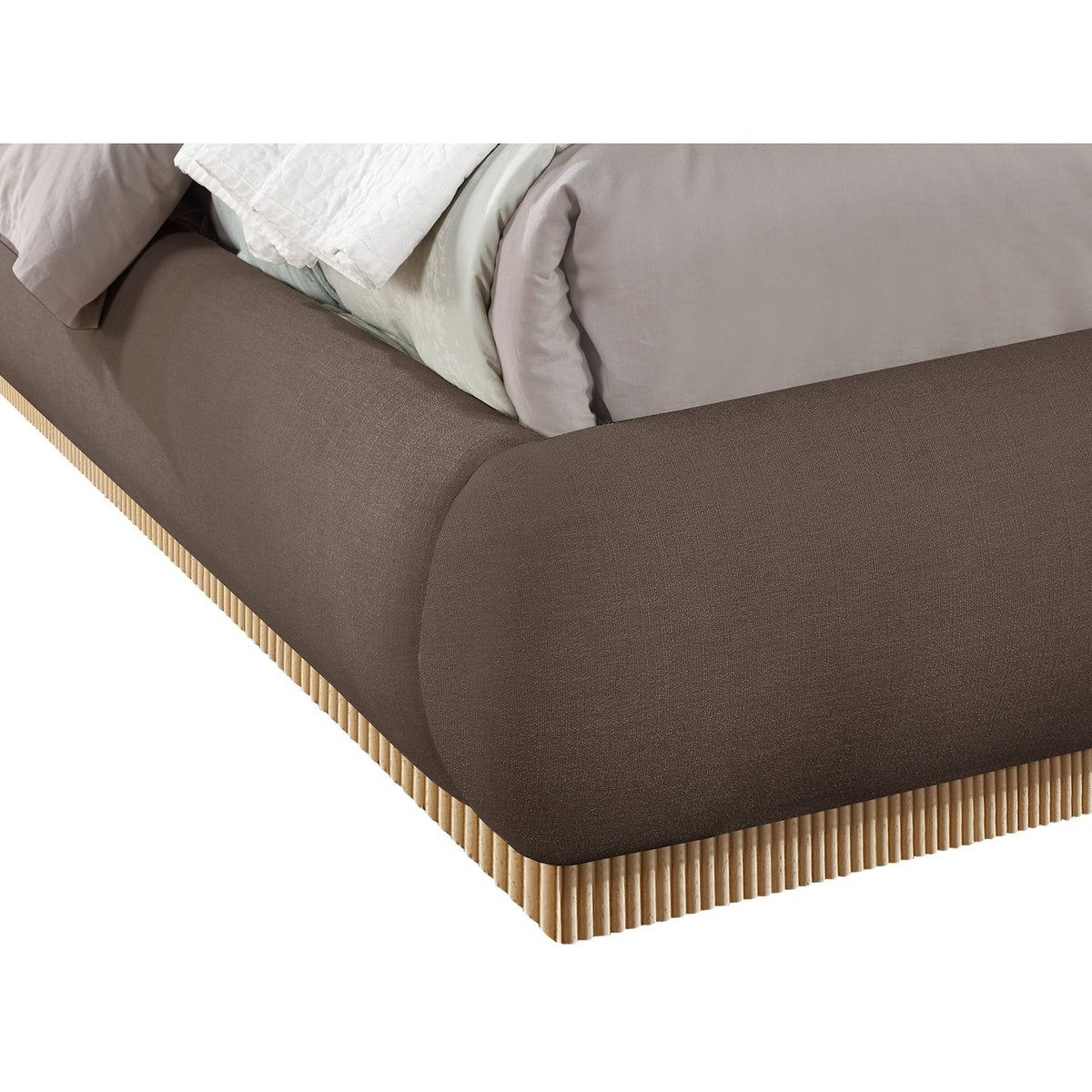 Rigby Brown Linen Textured Fabric Upholstered Bed