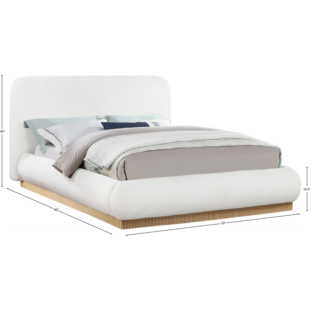 Rigby Cream Linen Textured Fabric Upholstered Bed