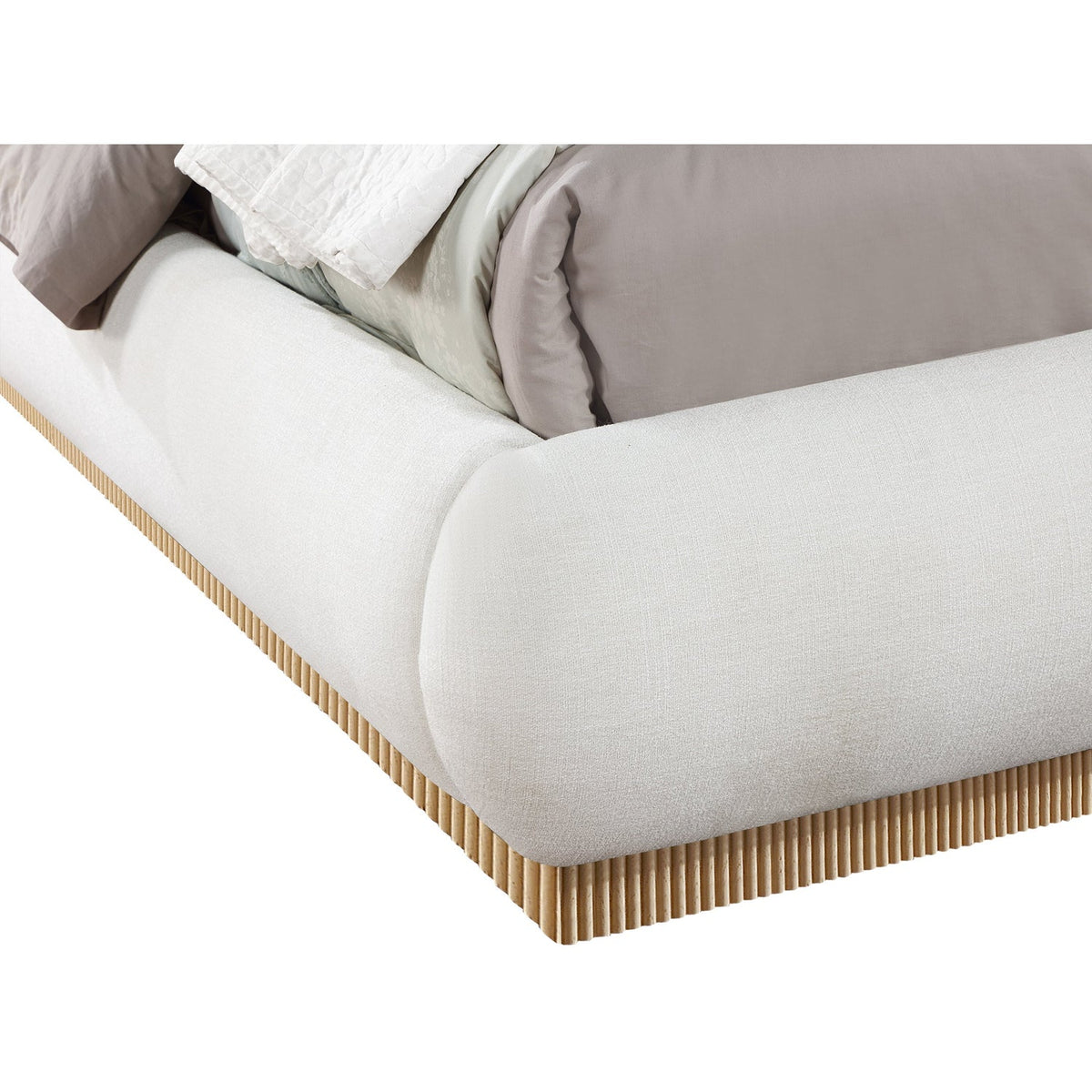 Rigby Cream Linen Textured Fabric Upholstered Bed