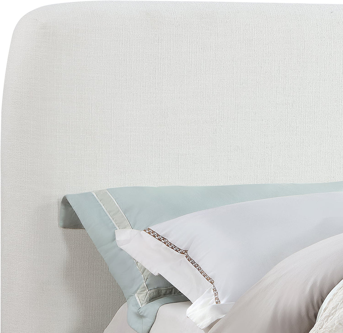 Rigby Cream Linen Textured Fabric Upholstered Bed