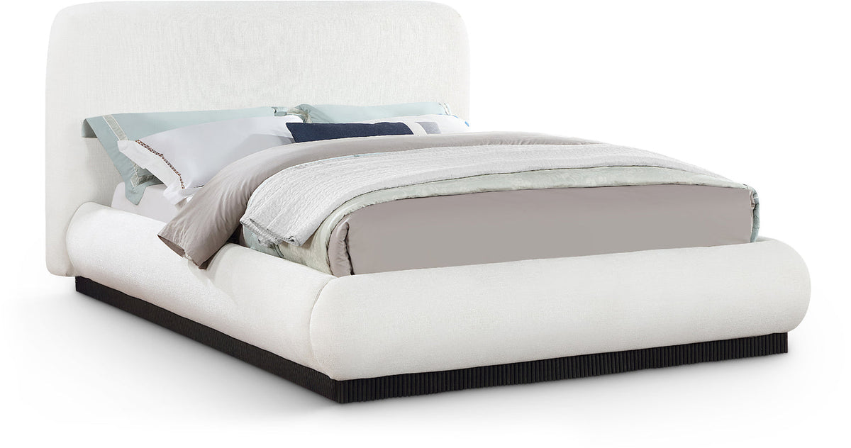 Rigby Cream Linen Textured Fabric Upholstered Bed