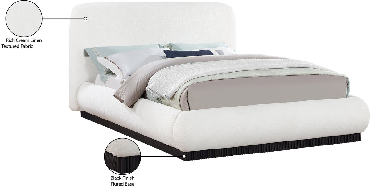 Rigby Cream Linen Textured Fabric Upholstered Bed