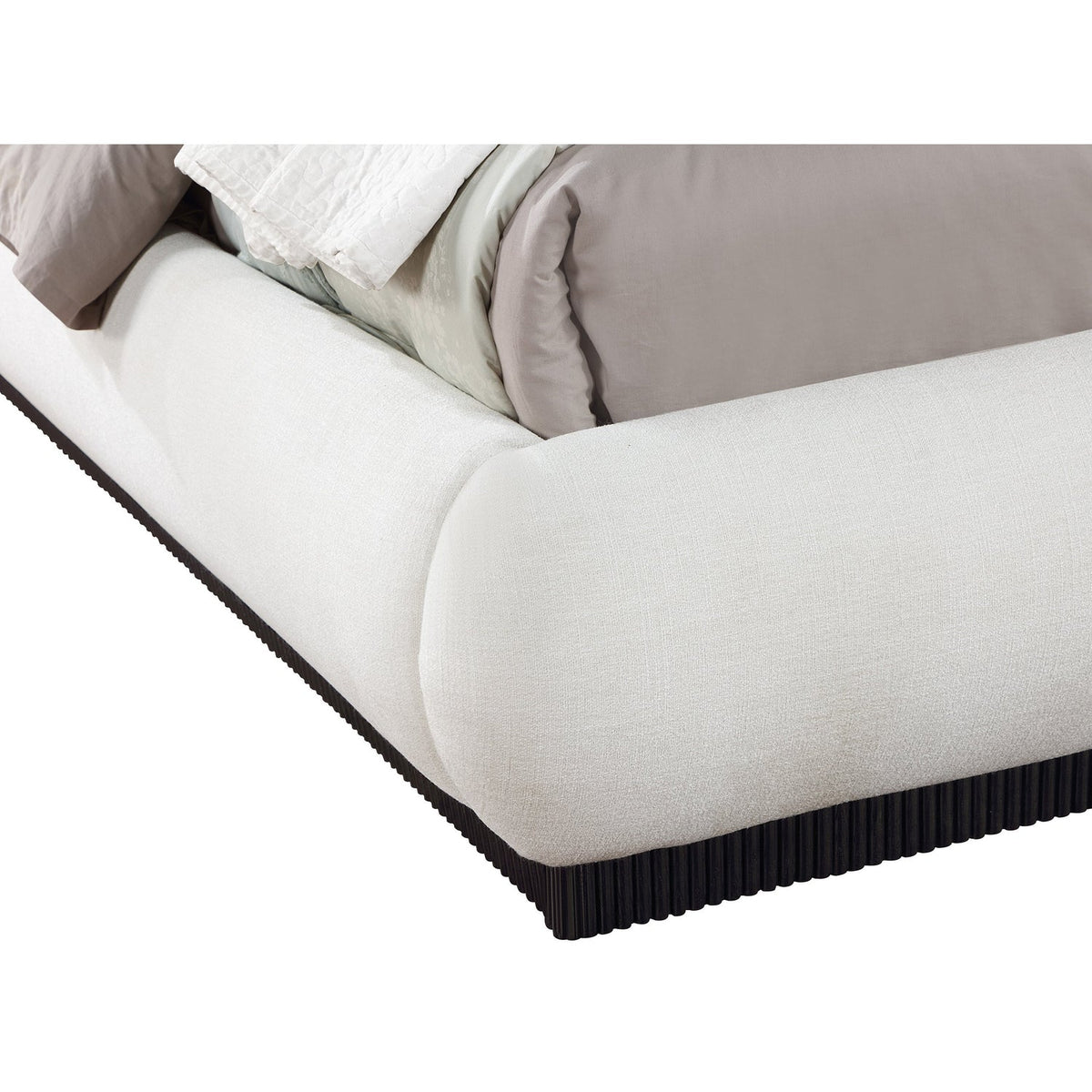 Rigby Cream Linen Textured Fabric Upholstered Bed