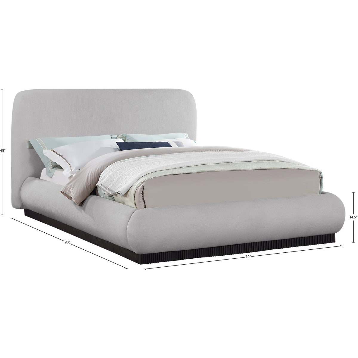 Rigby Grey Linen Textured Fabric Upholstered Bed