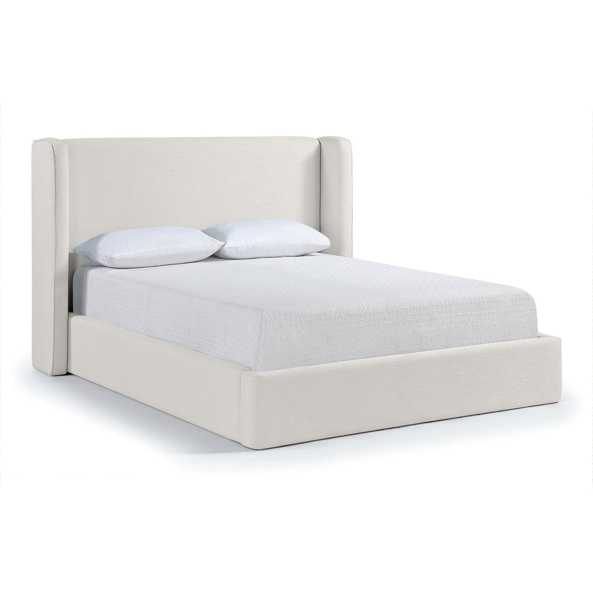 Kendall Cream Linen Textured Fabric Upholstered Bed