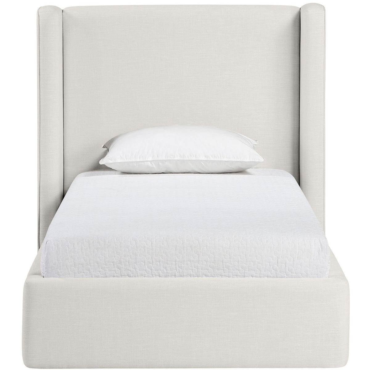 Kendall Cream Linen Textured Fabric Upholstered Bed