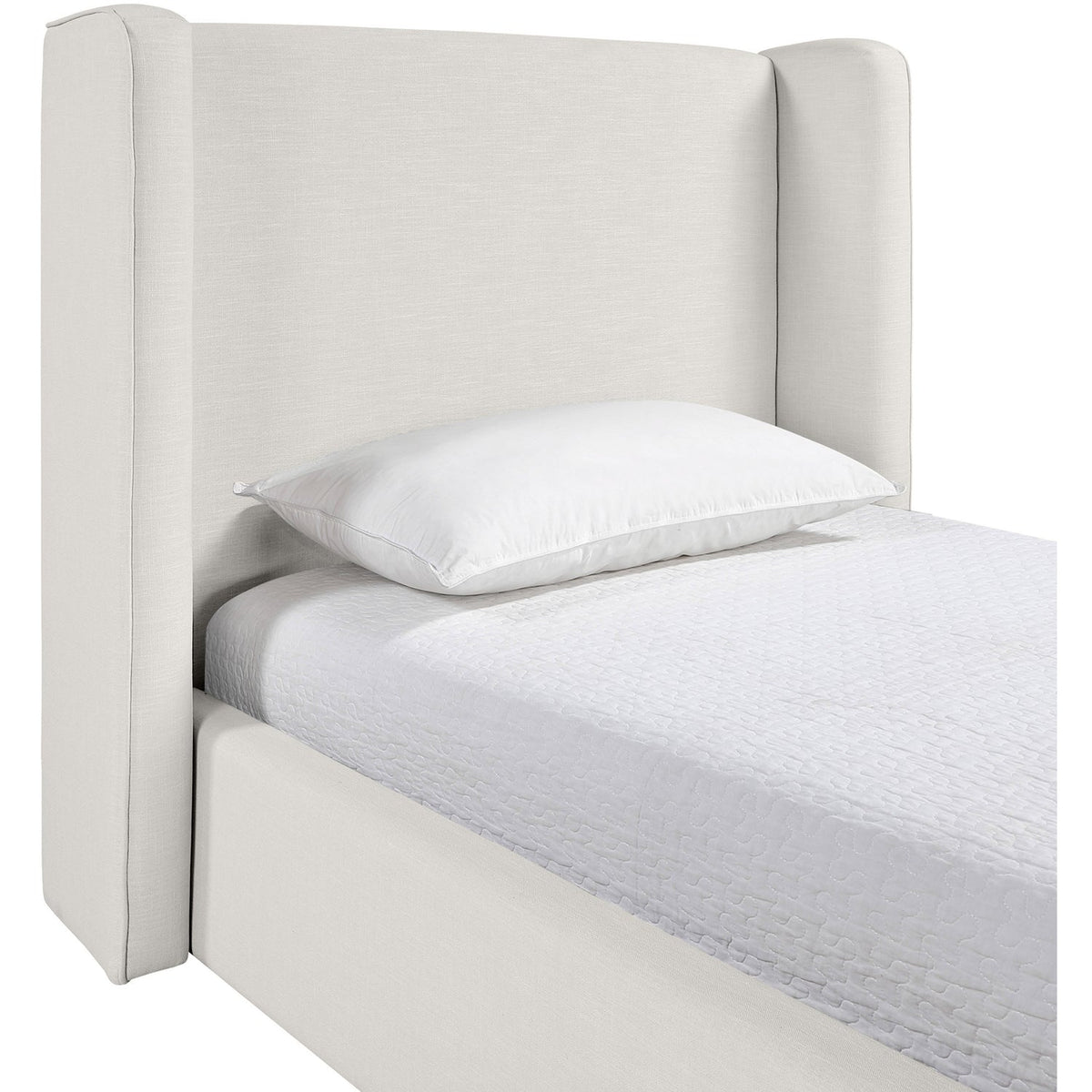 Kendall Cream Linen Textured Fabric Upholstered Bed