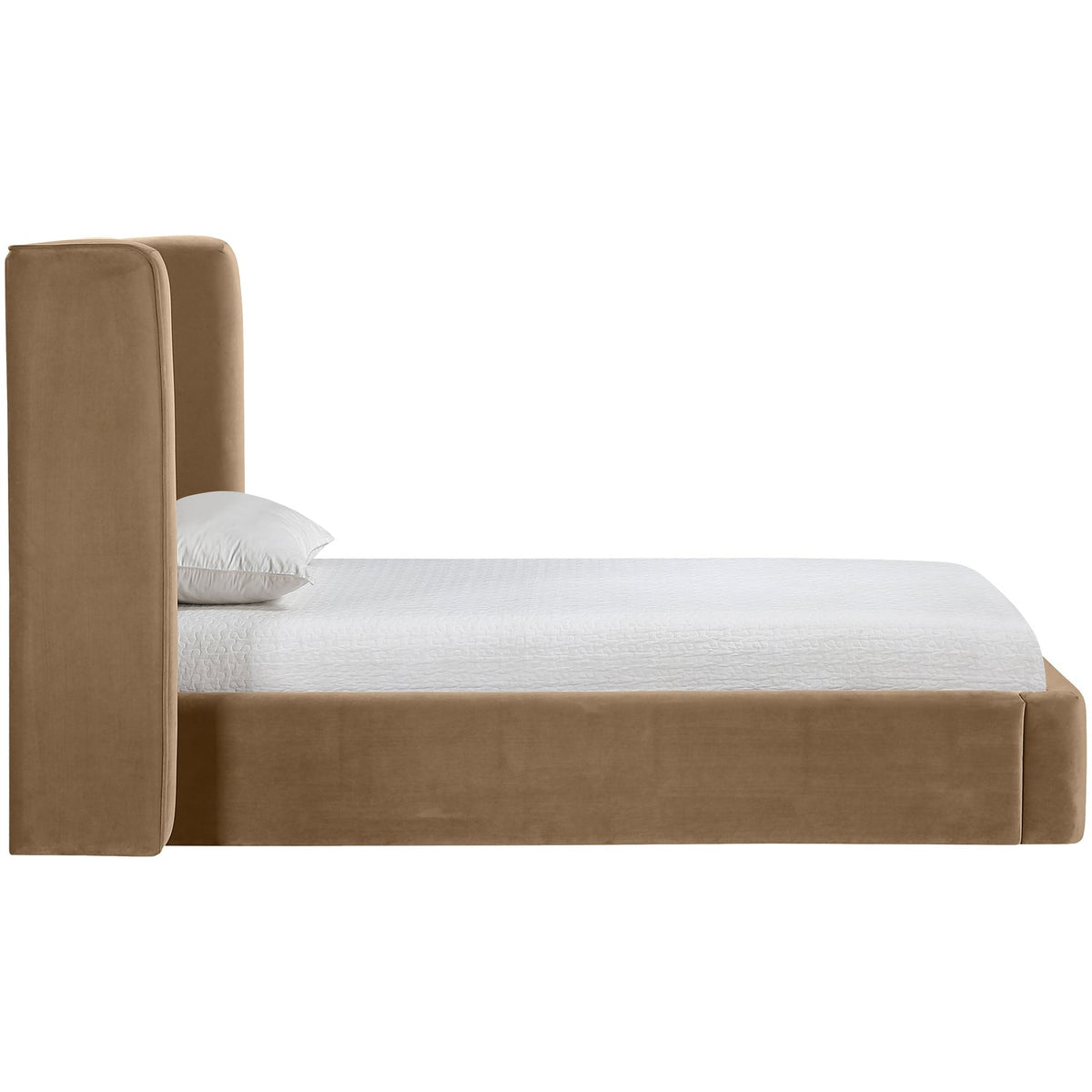 Kendall Beige Velvet Upholstered Bed