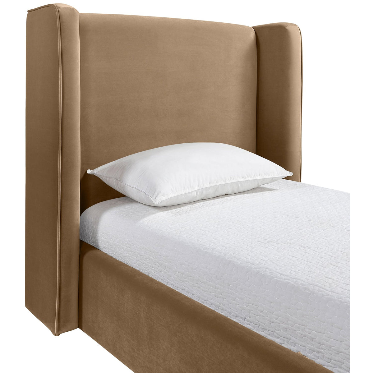 Kendall Beige Velvet Upholstered Bed