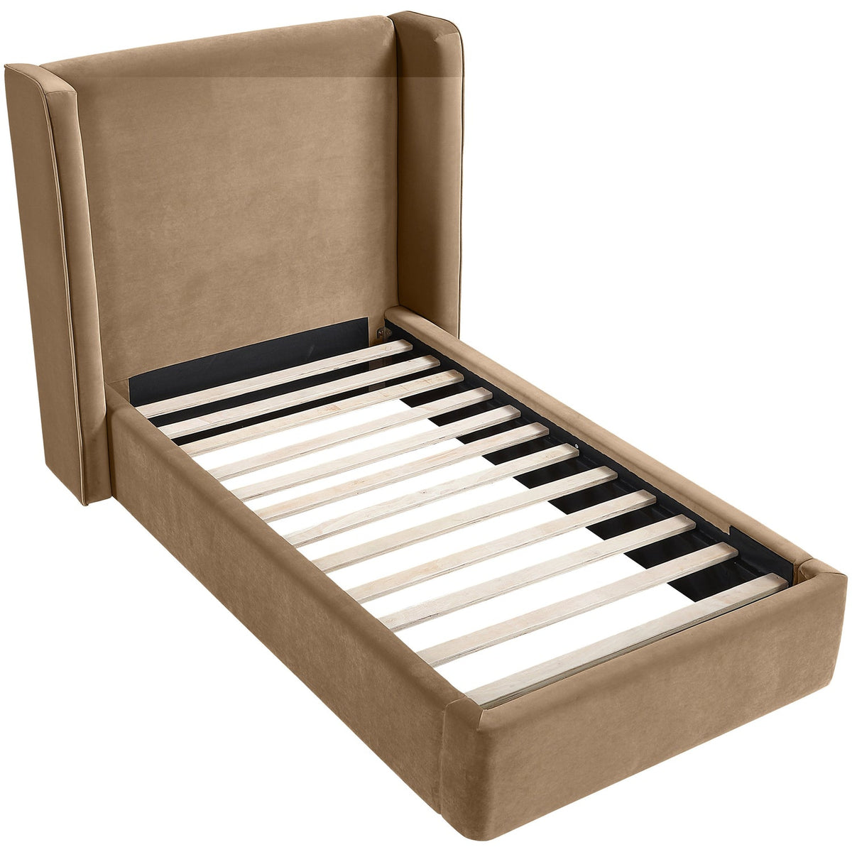 Kendall Beige Velvet Upholstered Bed