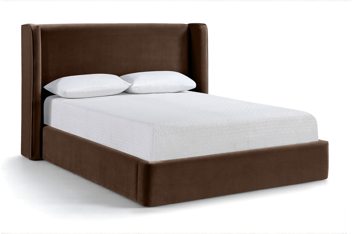 Kendall Brown Velvet Upholstered Bed