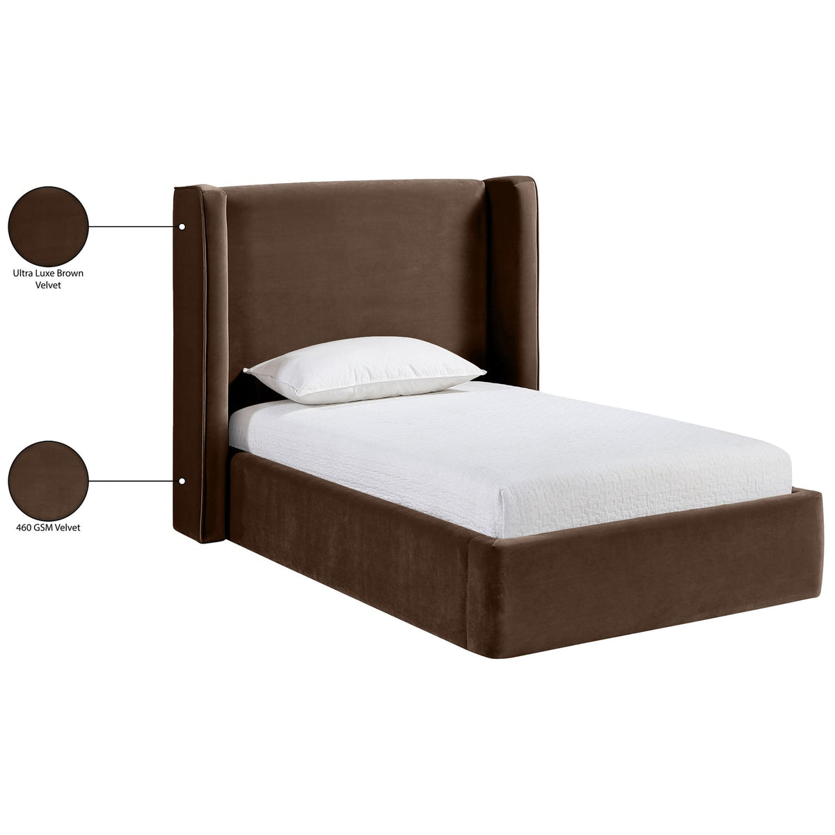 Kendall Brown Velvet Upholstered Bed