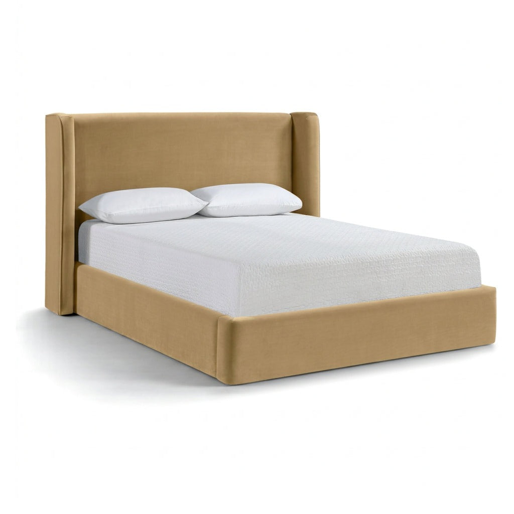 Kendall Camel Velvet Upholstered Bed