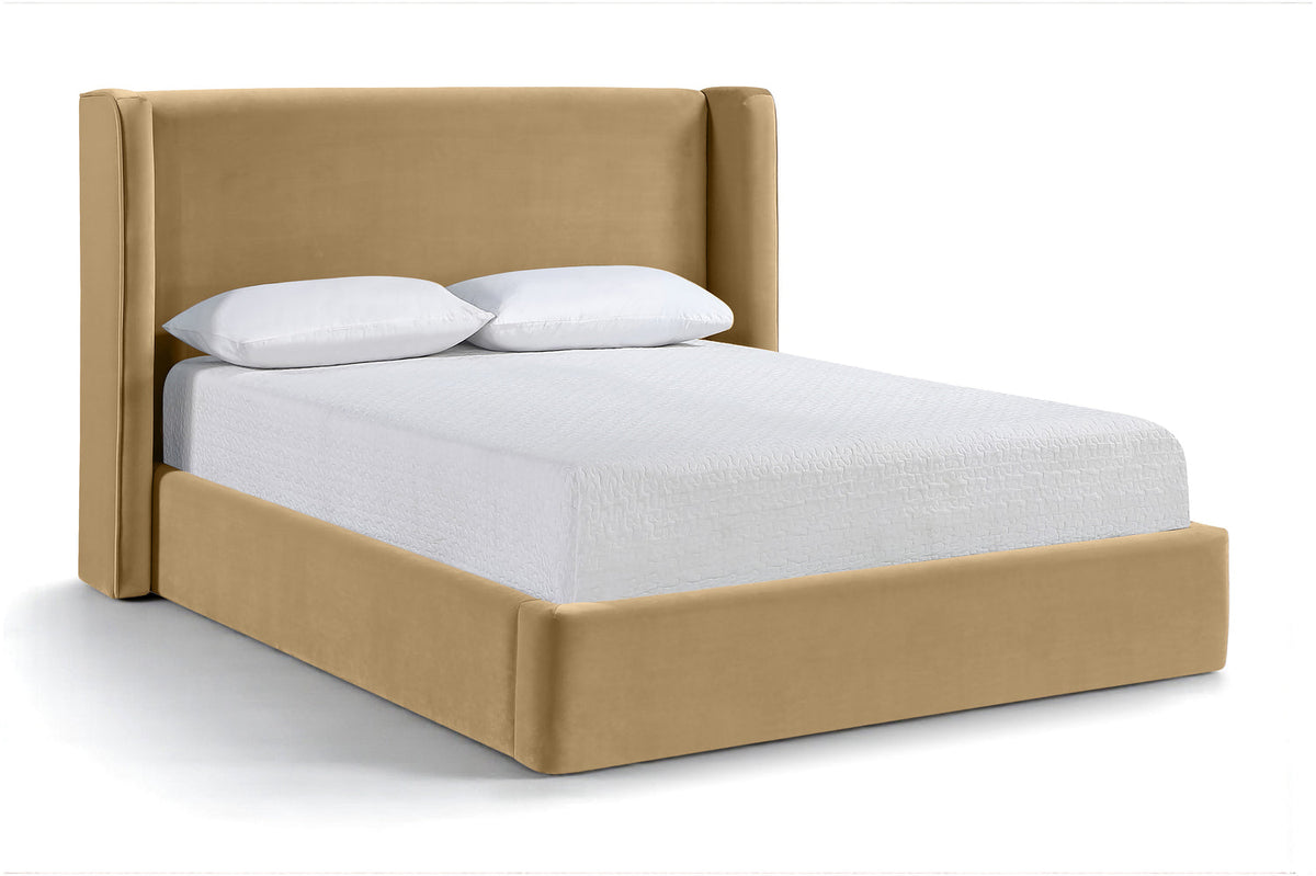 Kendall Camel Velvet Upholstered Bed