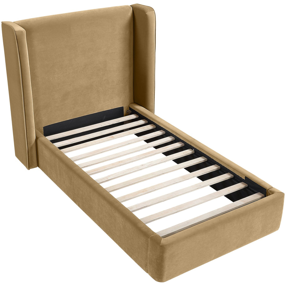 Kendall Camel Velvet Upholstered Bed