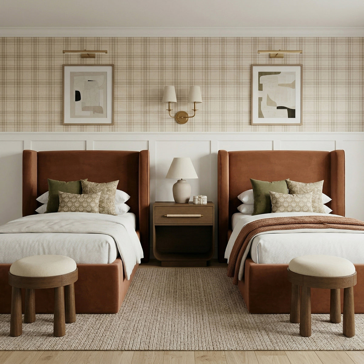 Kendall Cognac Velvet Upholstered Bed