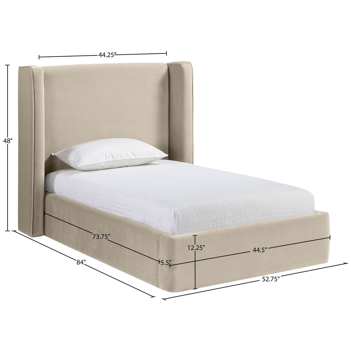 Kendall Cream Velvet Upholstered Bed