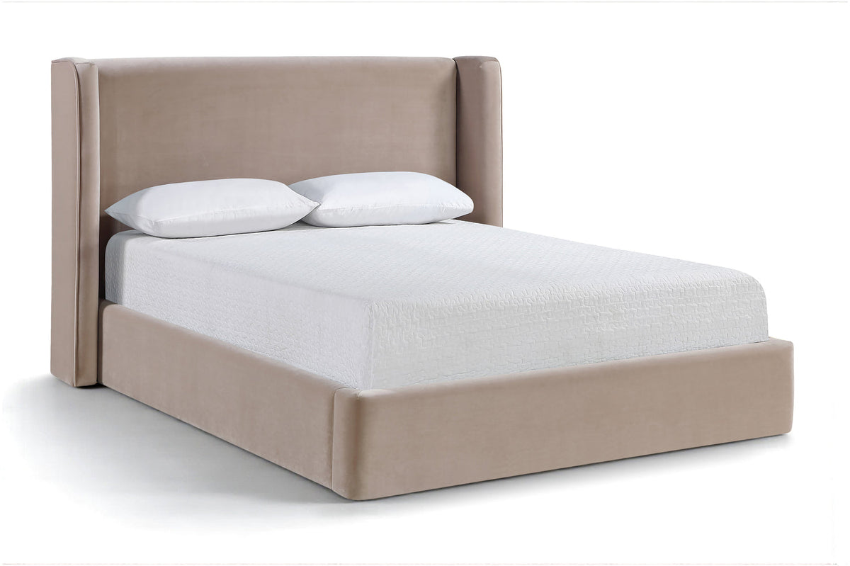 Kendall Taupe Velvet Upholstered Bed