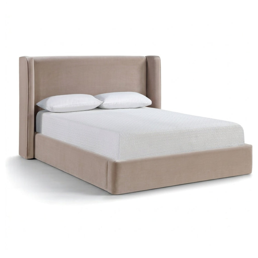 Kendall Taupe Velvet Upholstered Bed