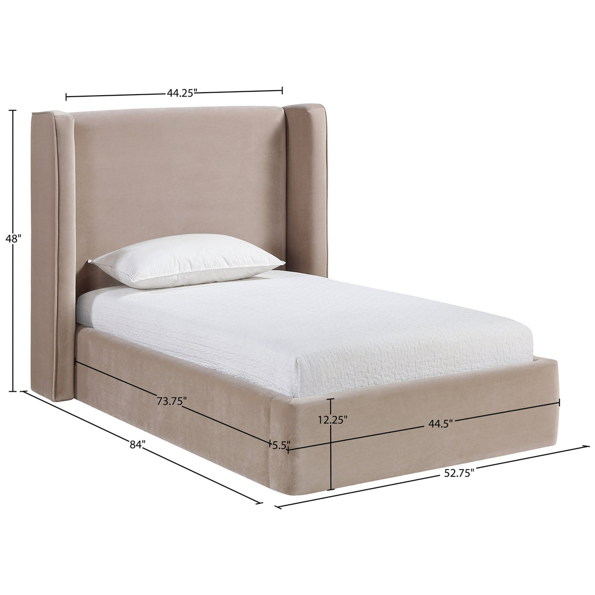 Kendall Taupe Velvet Upholstered Bed