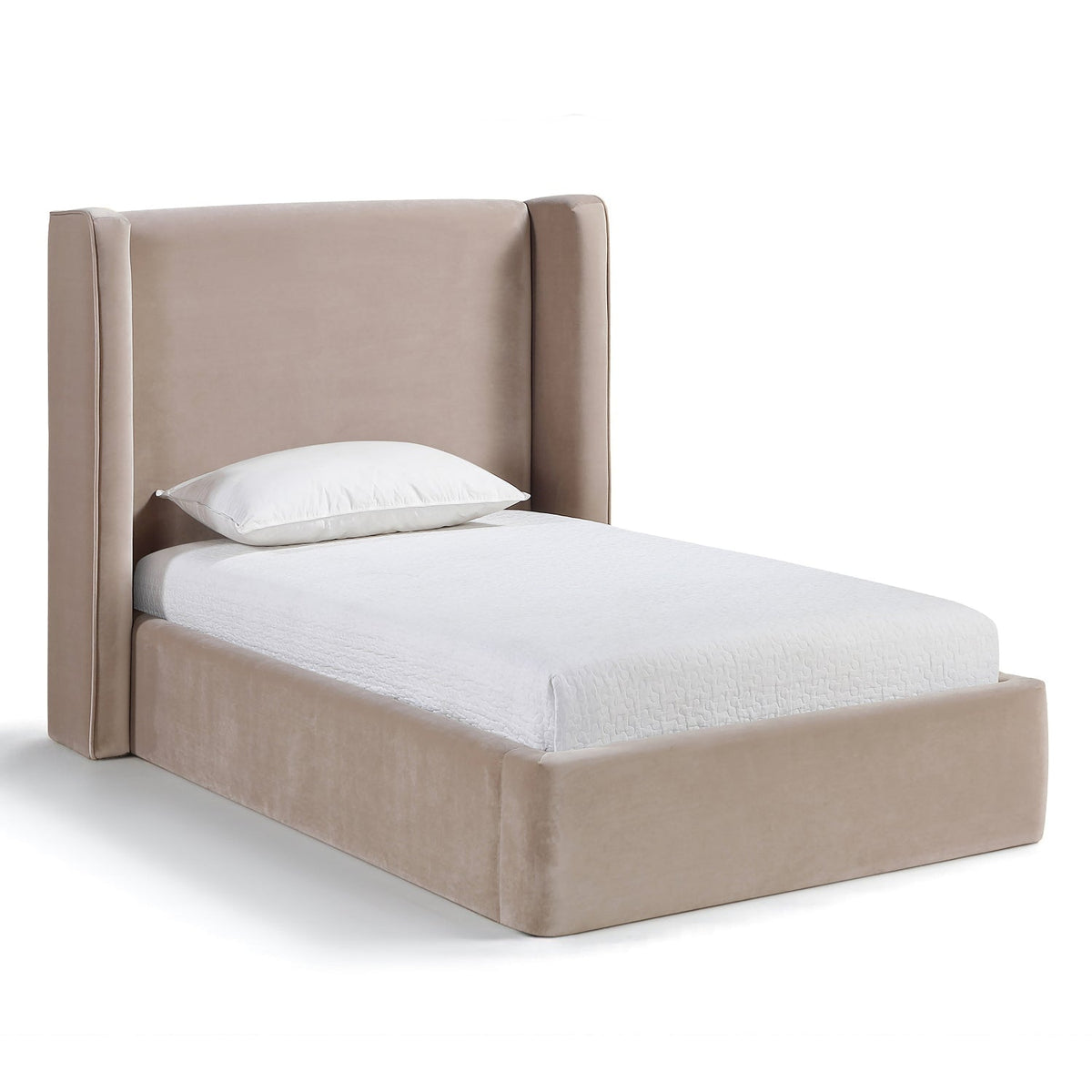 Kendall Taupe Velvet Upholstered Bed in taupe velvet, primary product view