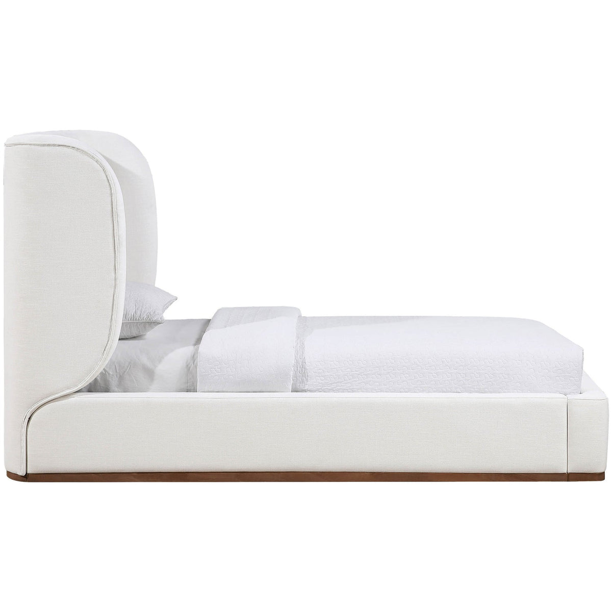 Aurin Cream Linen Textured Fabric Upholstered Bed
