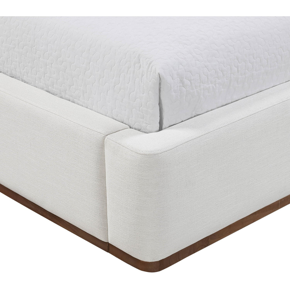Aurin Cream Linen Textured Fabric Upholstered Bed
